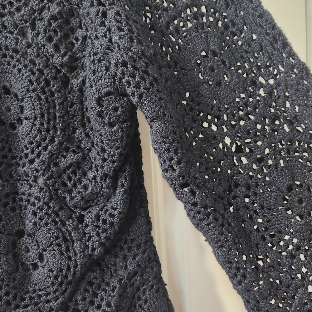 Vntg E. Clair Designs Crochet Blazer Black Medium View 6